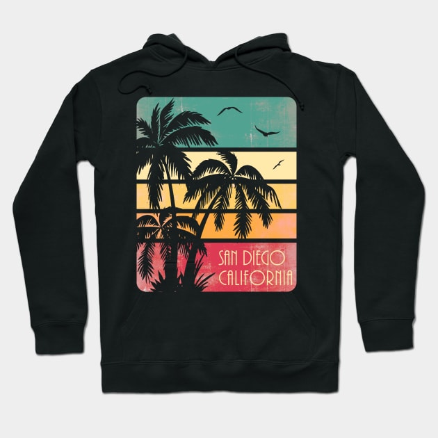 San Diego California Vintage Summer Hoodie by Nerd_art